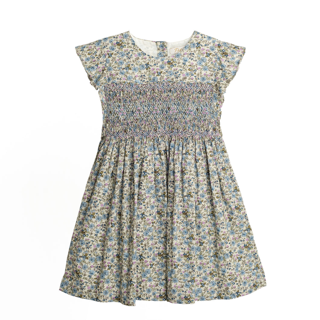 Julia Dress, Blue and Lilac Florals