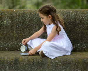 Elena Dress, White Plumeti