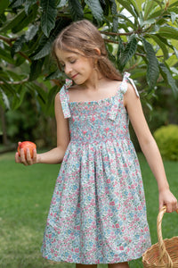 Gloria Dress, Baby Blue/Pink Liberty Florals