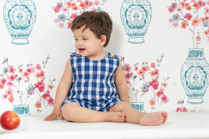 Pedro Romper, Blue Gingham
