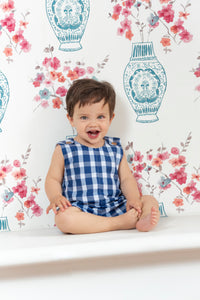 Pedro Romper, Blue Gingham