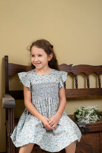 Julia Dress, Blue and Lilac Florals