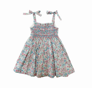 Gloria Dress, Baby Blue/Pink Liberty Florals